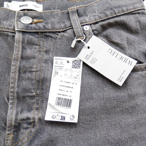 Mango || Massy Wide Leg Grey Jeans NWT - Picture 7 of 10